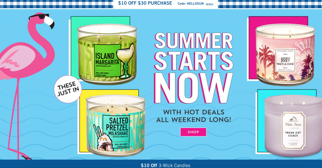 Bath & Body Works: $10 Off 3-Wick Candles Plus, $10 Off Orders Of $30 Or More!