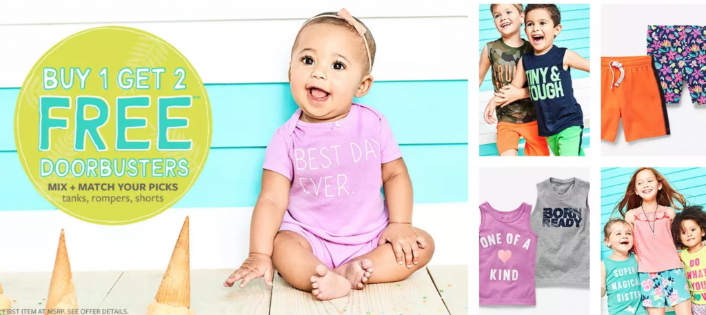 Carters: Buy 1 Get 2 Free Mix & Match Tanks, Rompers, & Shorts!