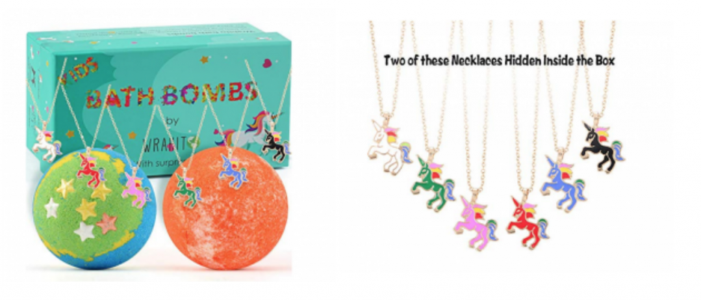 Unicorn Bath Bombs & Hidden Necklaces For Girls 2-Pack Just $9.99!