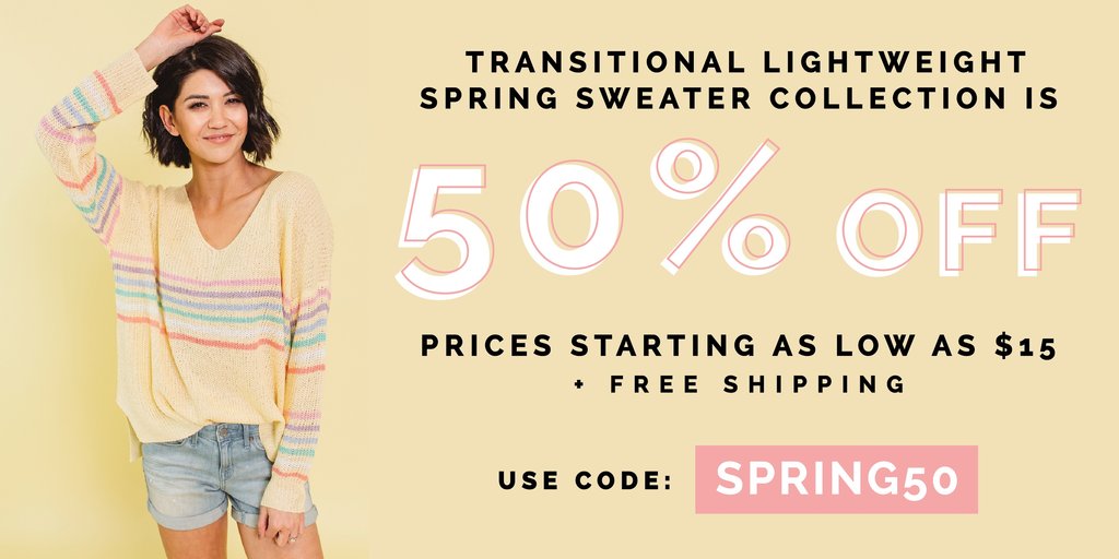 Still Available! Cents of Style! Spring Sweaters – Additional 50% Off! Plus FREE shipping!