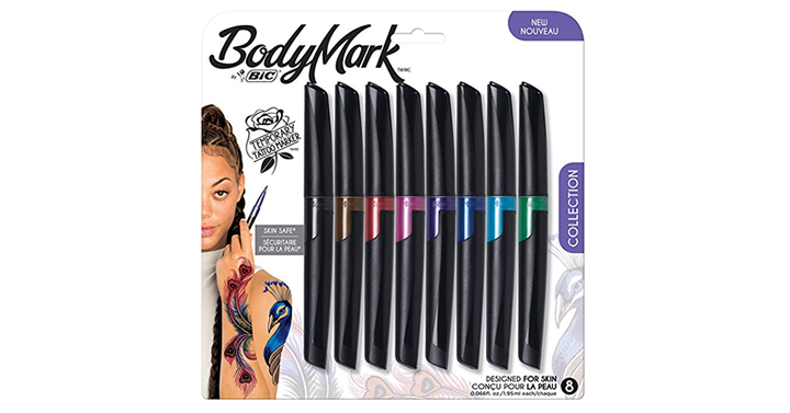 BIC BodyMark Temporary Tattoo Marker, Assorted Colors, 8-Count – Just $19.49!
