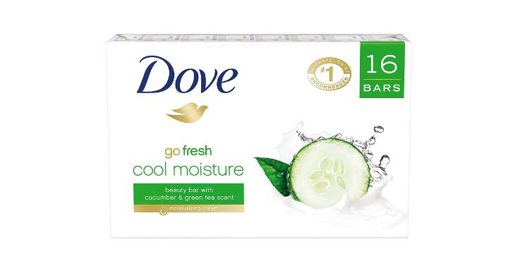 Dove More Moisturizing than Bar Soap, Cucumber and Green Tea Beauty Bar (16 Count) – Only $11.86!