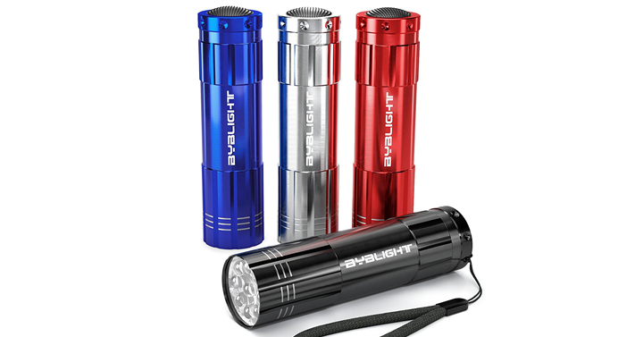 Super Bright 9 LED Mini Aluminum Flashlight with Lanyard – 4 Pack – Just $7.99!