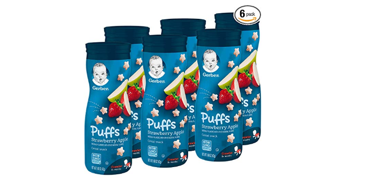 Gerber Puffs Cereal Snack, Strawberry Apple, (6 Count) Only $7.55 Shipped!