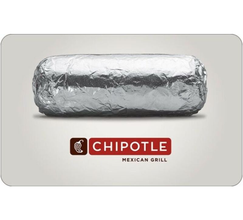 $25 Chipotle Gift Card Only $20.00!