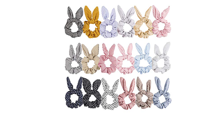18 Pack Spring Scrunchies with Rabbit Ears – Just $12.99! SO CUTE!