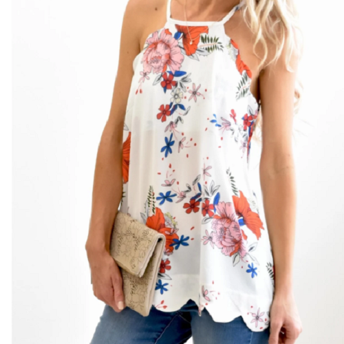 Scalloped Floral Tank (Multiple Colors) Only $17.99! (Reg. $35)