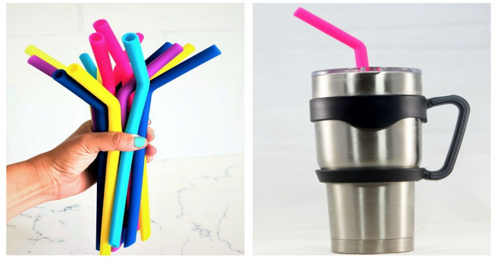 Silicone Straws – Set Of 6 – Plus Straw Cleaner Only $9.99!
