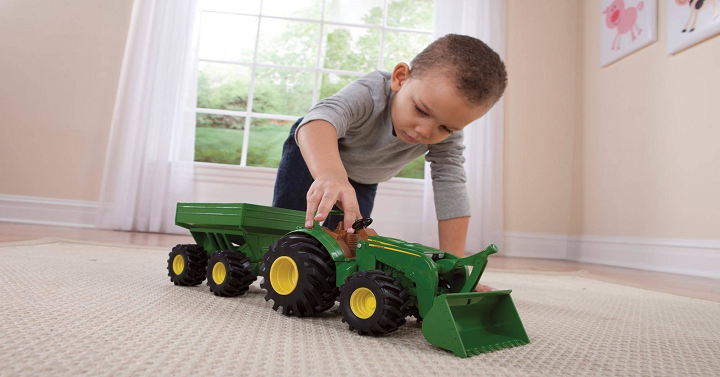 John Deere 8″ Monster Treads Tractor with Wagon and Loader $9.97!