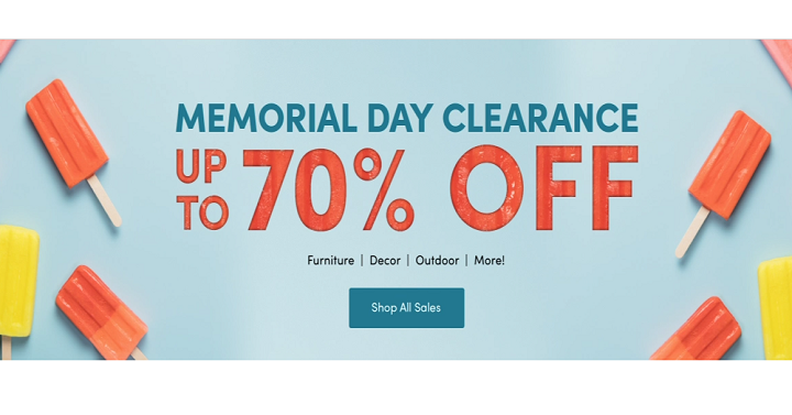 Wayfair: Memorial Day Clearance Up To 70% Off!