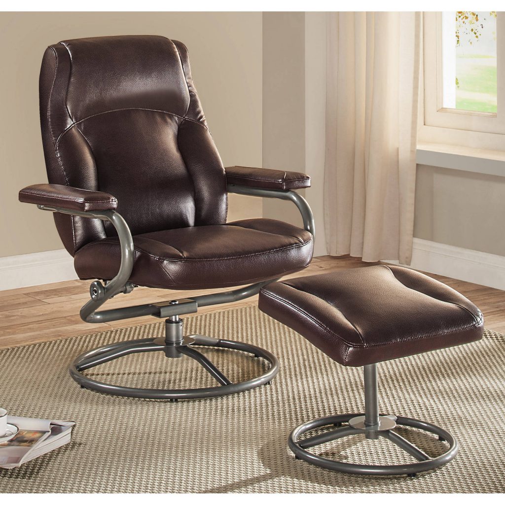 Mainstays Plush Pillowed Recliner Swivel Chair and Ottoman Set—$89.00!