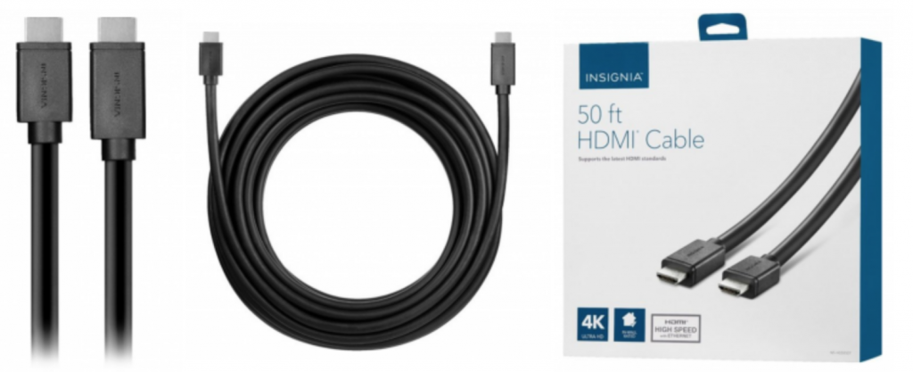 Insignia – 50′ 4K Ultra HD HDMI Cable $69.99 Today Only! (Reg. $99.99)