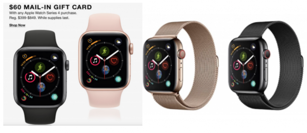 $60 Mail-In Gift Card On Any Apple Watch Series 4 Purchase!