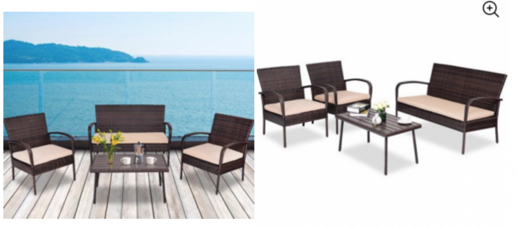 Gymax 4-piece Rattan Wicker Table & Furniture Set Outdoor  W/Cushions $179.99! (Reg. $299.99)