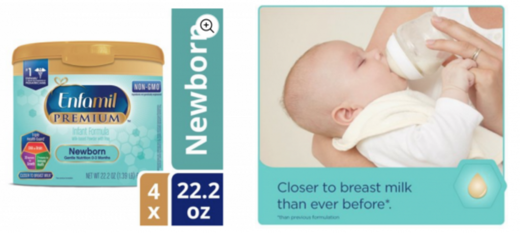 Enfamil Newborn PREMIUM Infant Formula (4 Pack) Powder 22.2oz $57.96! (Reg. $114.98)