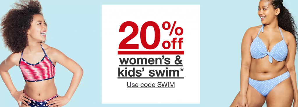 Target: 20% Off Women & Kids Swimwear & 30% Off Men’s Swimwear!