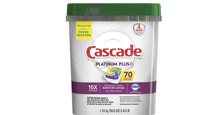 Cascade Platinum Plus Dishwasher Detergent Actionpacs, Lemon, 70 Count – Just $11.99!