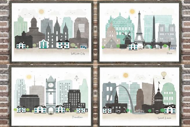 Cityscape Illustrated Prints – Only $3.77!