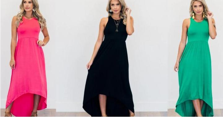 Solid High Low Maxi Dress – Only $26.99!