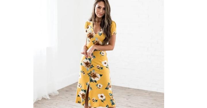Button Front Floral Midi Dress – Only $14.99!