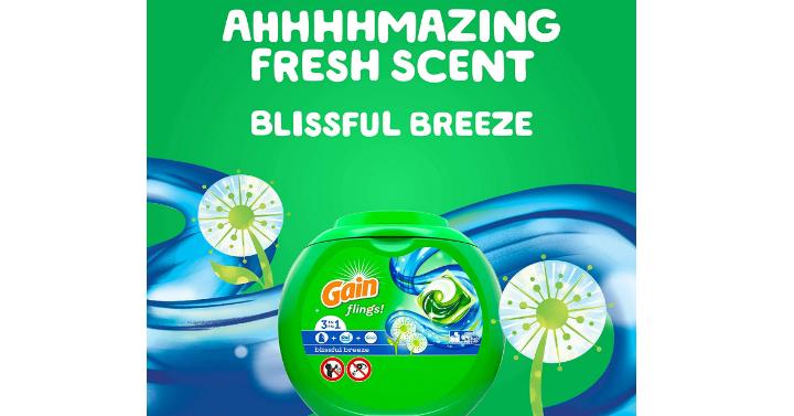 Gain Flings! Liquid Laundry Detergent Pacs, Blissful Breeze, 96 Count – Only $16.08!