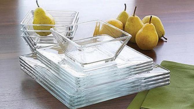 Mainstays 12-Piece Square Clear Glass Dinnerware Set – Only $15.88!