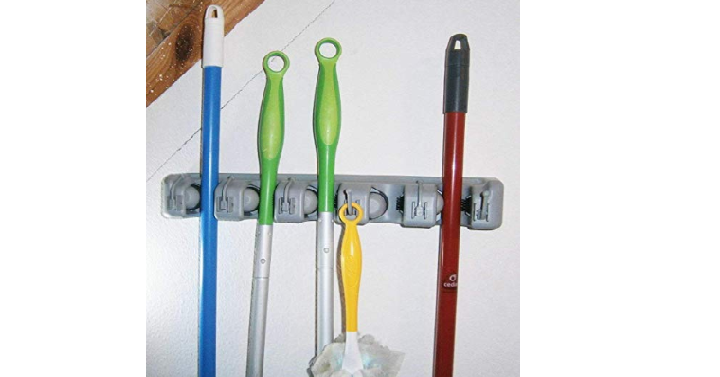 RockBirds Broom Mop Holder Wall Mount with 5 Slots and 6 Hooks Only $13.99! Great Reviews!