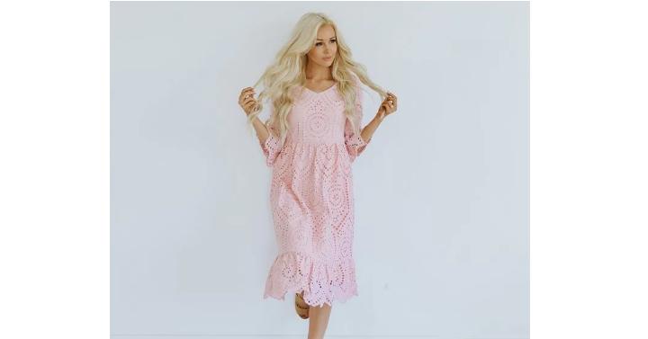 Fully Lined Lace Bell Sleeve Dress – Only $28.99!