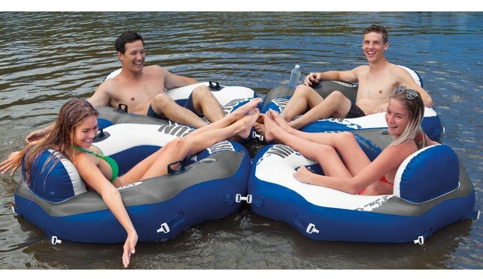 Intex River Run Connect Lounge Inflatable Floating Water Tube, 4-Pack Only $61.99!