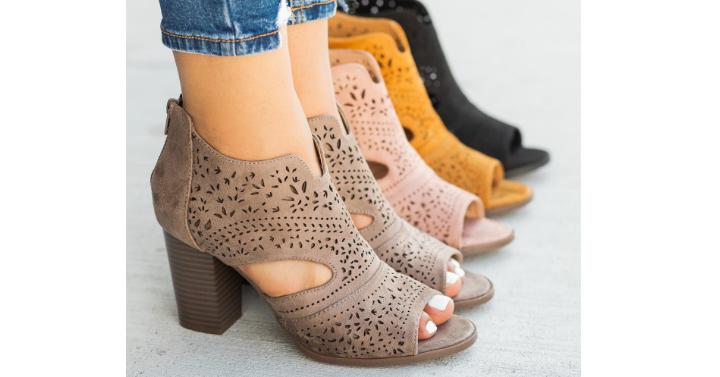 Chic Laser-Cut Sandal Heels – Only $29.99!