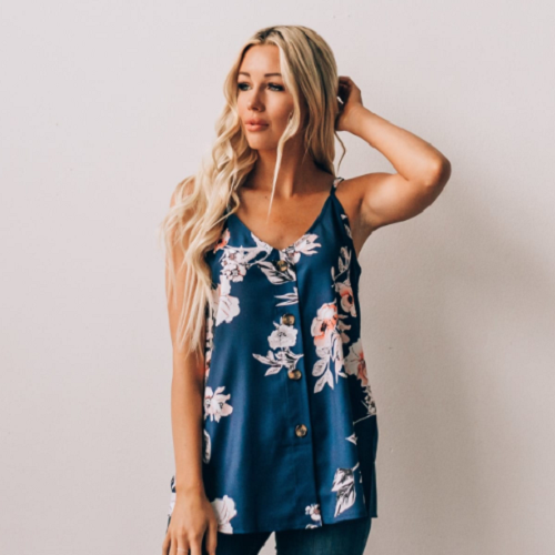 Floral Button Down Tank (Multiple Color Options) Only $15.99! (Reg. $32.99)