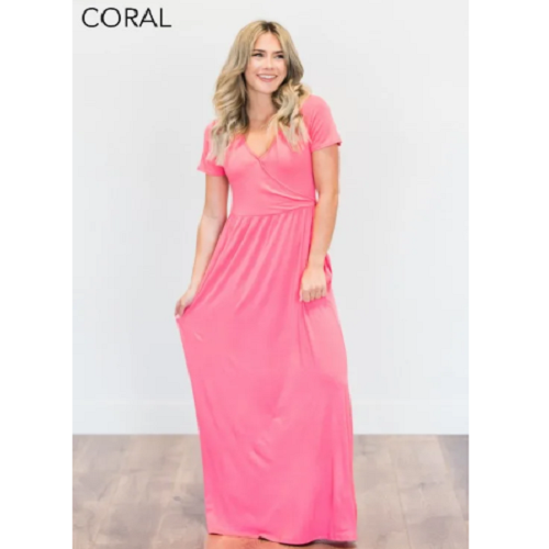 Short Sleeve Wrap Maxi Dress (Multiple Color Options) Only $26.99! (Reg. $54)