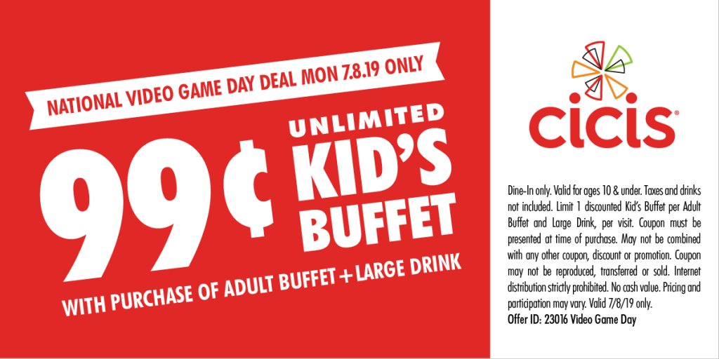 99¢ Kids’ Buffet at Cicis Pizza Today!