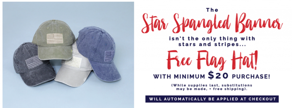 FREE Flag Hat With $20 Purchase Today Only At Cents of Style!