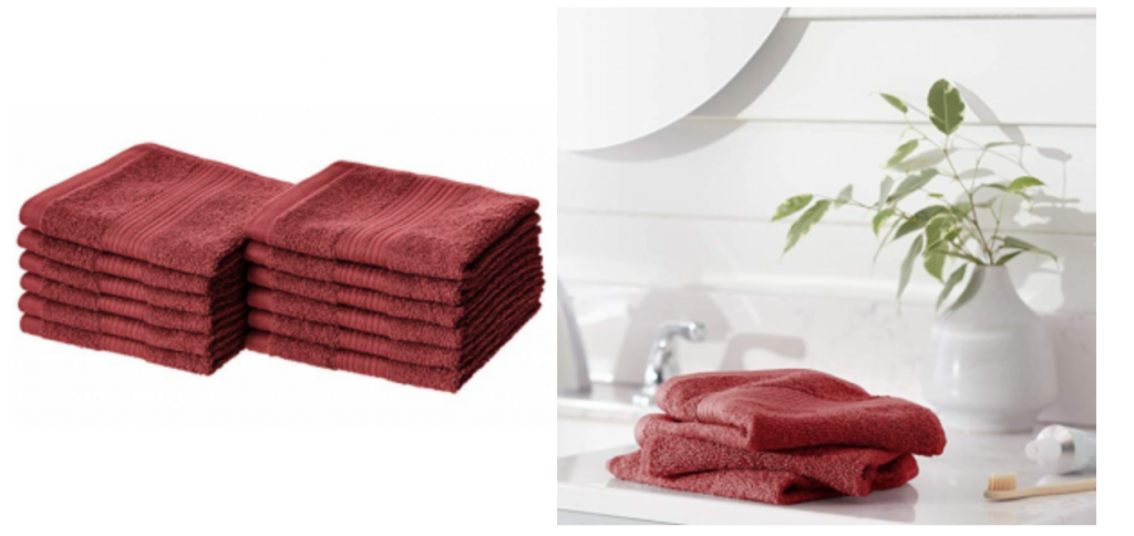 AmazonBasics Fade-Resistant Cotton Washcloths Crimson Red 12-Count Just $4.88!