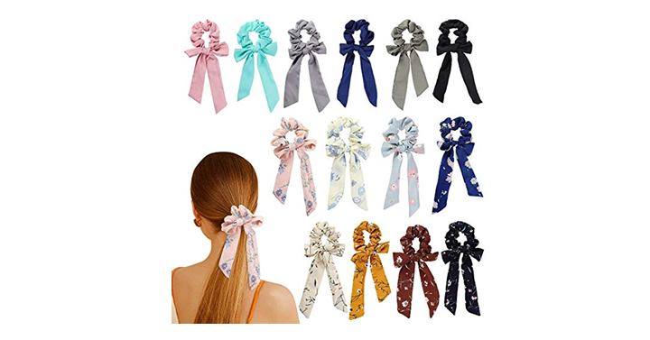 14 Piece Chiffon Hair Scrunchies with Removable Knotted Bow – Just $12.99!