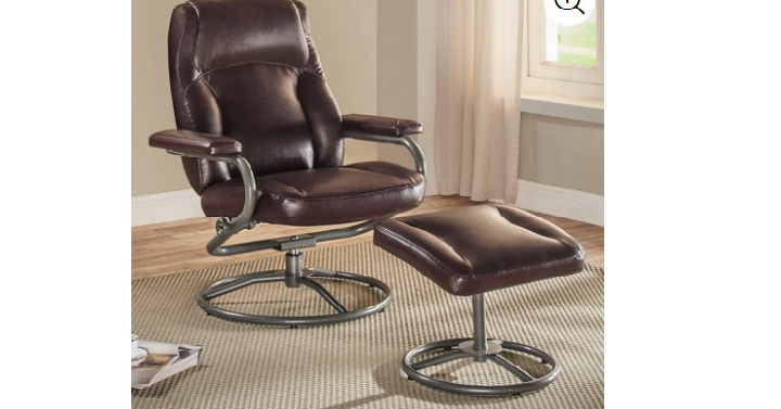 Mainstays Plush Pillowed Recliner Swivel Chair and Ottoman Set Only $89 Shipped! (Reg. $120)