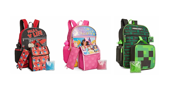 Macy’s: Character 5 Piece Backpack Sets Only $15.99!