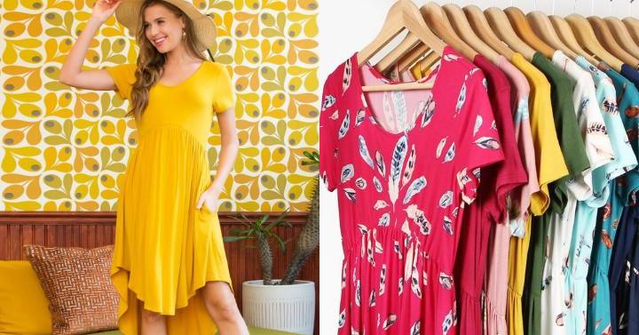 High-Low Empire Pocket Dresses – Only $10.99!