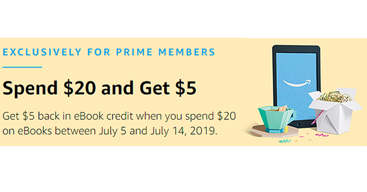 Amazon Prime Members Get $5 eBook Credit When You Spend $20 on eBooks!