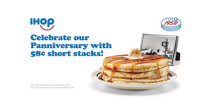 $0.58 Short Stacks July 16th At IHOP To Celebrate Their Panniversary!