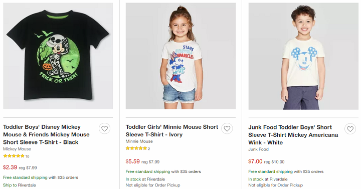 Toddler Girls’ & Boys’ Mickey & Minnie Shirts Starting at $5.59!