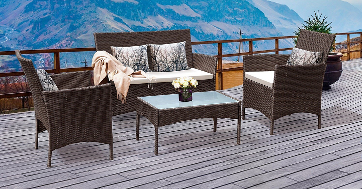 Costway 4-Piece Rattan Outdoor Patio Set Only $160 Shipped!