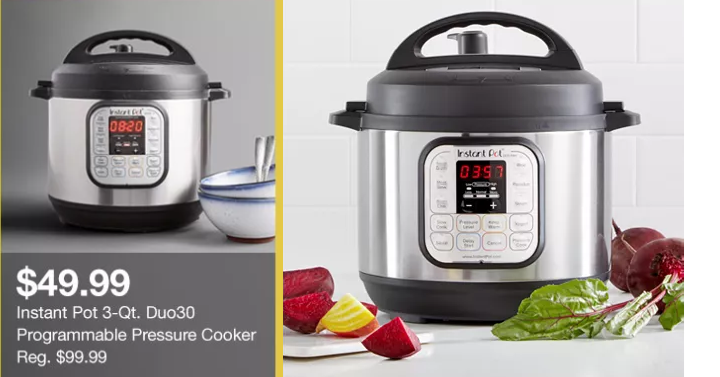 Instant Pot 7-in-1 Programmable Pressure Cooker 3-Qt. Only $49.99 Shipped! (Reg. $100)