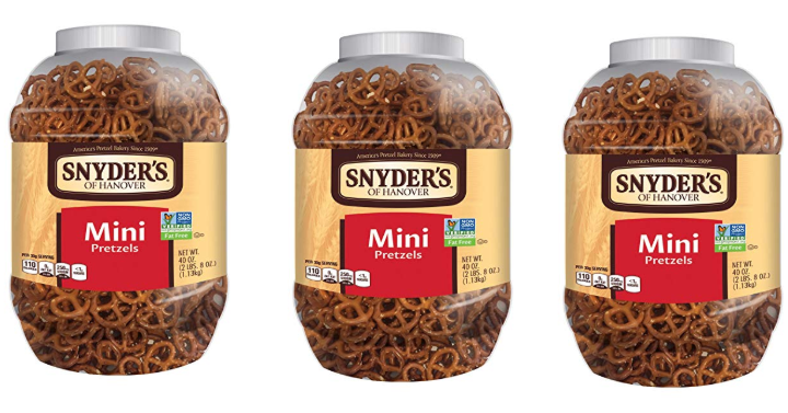 Snyder’s of Hanover Mini Pretzels, 40 Ounce Large Canister Only $4.71 Shipped!
