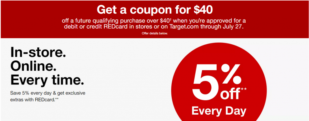 HOT!!! Sign Up for a Target REDcard, Get a $40/$40 Coupon!