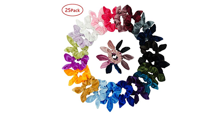 PRICE DROP! 25 Pack Hair Scrunchies with Rabbit Ears – Just $11.99! Less than $1 Each!