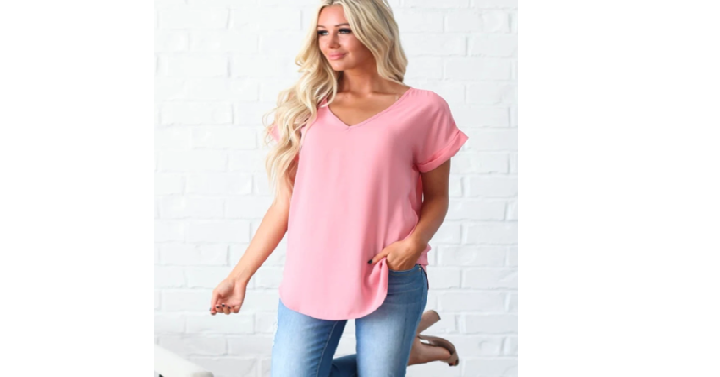 Luxe V-Neck City Blouse Only $14.99! 12 Colors to Choose From!