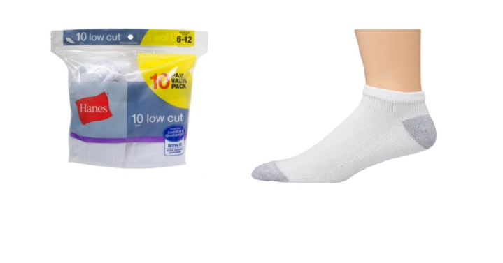 Hanes Men’s Half Cushion White Low Cut Socks, 20 Pack Only $9.99! (Reg. $20)