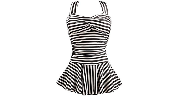 MiYang Women’s One Piece Striped Slim Swimwear – Just $20.01!
